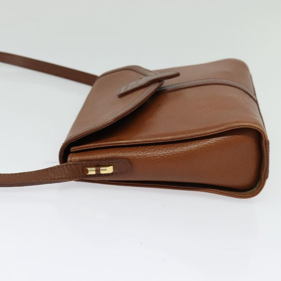 Burberrys Shoulder Bag Leather Brown Gold Auth ep10007