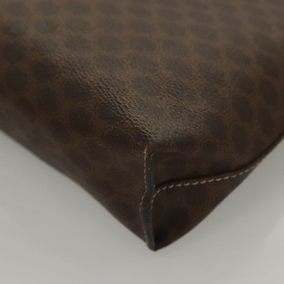 CELINE Macadam Canvas Hand Bag PVC Leather Brown Gold Auth ep10012