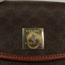 CELINE Macadam Canvas Hand Bag PVC Leather Brown Gold Auth ep10012-17