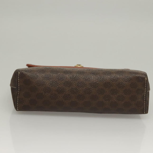 CELINE Macadam Canvas Hand Bag PVC Leather Brown Gold Auth ep10012