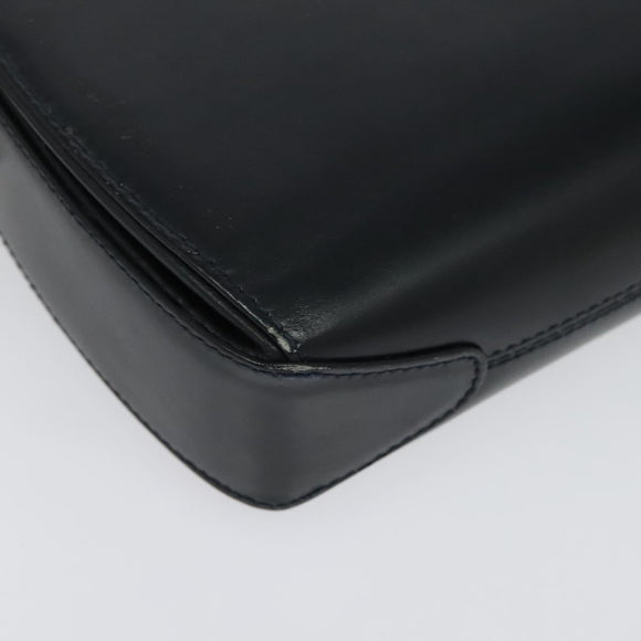 GUCCI Shoulder Bag Leather Navy Gold Auth ep10015