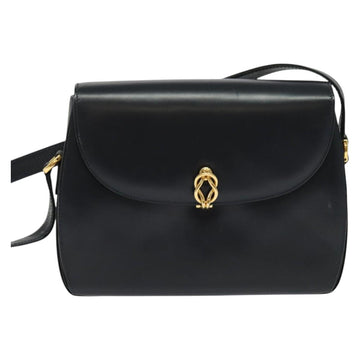 GUCCI Shoulder Bag Leather Navy Gold Auth ep10015 - 0