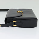 GUCCI Shoulder Bag Leather Navy Gold Auth ep10015-4