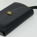 GUCCI Shoulder Bag Leather Navy Gold Auth ep10015-6