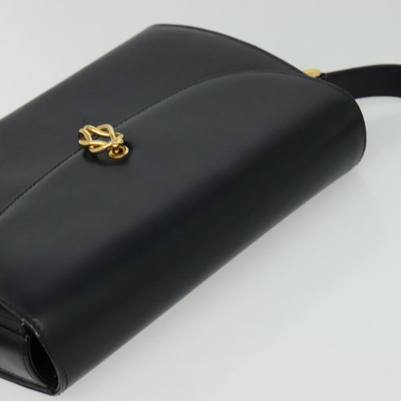 GUCCI Shoulder Bag Leather Navy Gold Auth ep10015