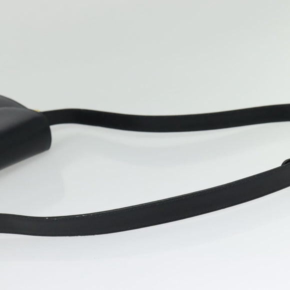 GUCCI Shoulder Bag Leather Navy Gold Auth ep10015