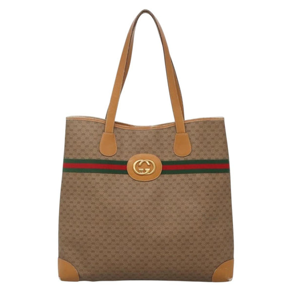 GUCCI Micro GG Supreme Web Sherry Line Bag PVC Beige 002 988 0174 Auth ep10019