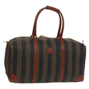 FENDI Pecan Canvas Boston Bag Black Brown gold Auth ep10025-1