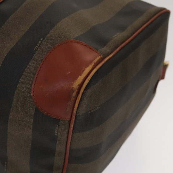 FENDI Pecan Canvas Boston Bag Black Brown gold Auth ep10025