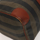 FENDI Pecan Canvas Boston Bag Black Brown gold Auth ep10025-17