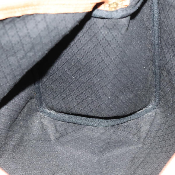 FENDI Pecan Canvas Boston Bag Black Brown gold Auth ep10025