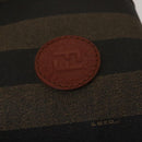 FENDI Pecan Canvas Boston Bag Black Brown gold Auth ep10025-23