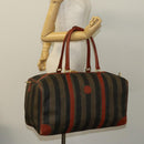 FENDI Pecan Canvas Boston Bag Black Brown gold Auth ep10025-24