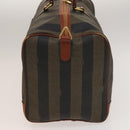 FENDI Pecan Canvas Boston Bag Black Brown gold Auth ep10025-3