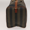FENDI Pecan Canvas Boston Bag Black Brown gold Auth ep10025-4