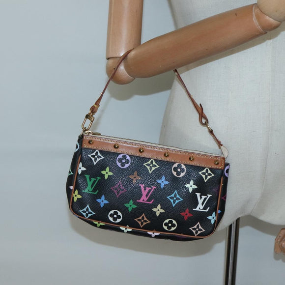 LOUIS VUITTON Monogram Multicolor Pochette Pouch Black M92648 LV Auth ep10030
