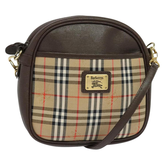 Burberrys Nova Check Shoulder Bag Canvas Beige Gold Auth ep10035