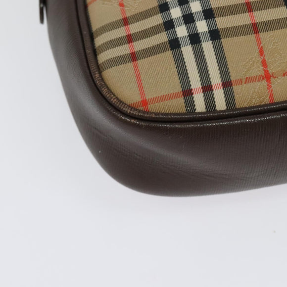 Burberrys Nova Check Shoulder Bag Canvas Beige Gold Auth ep10035