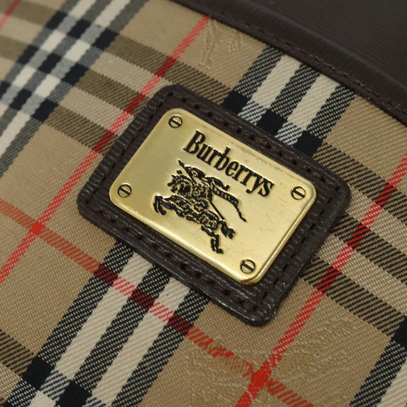 Burberrys Nova Check Shoulder Bag Canvas Beige Gold Auth ep10035