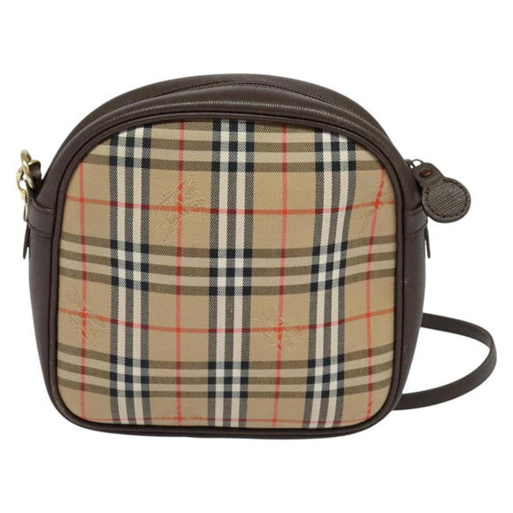 Burberrys Nova Check Shoulder Bag Canvas Beige Gold Auth ep10035