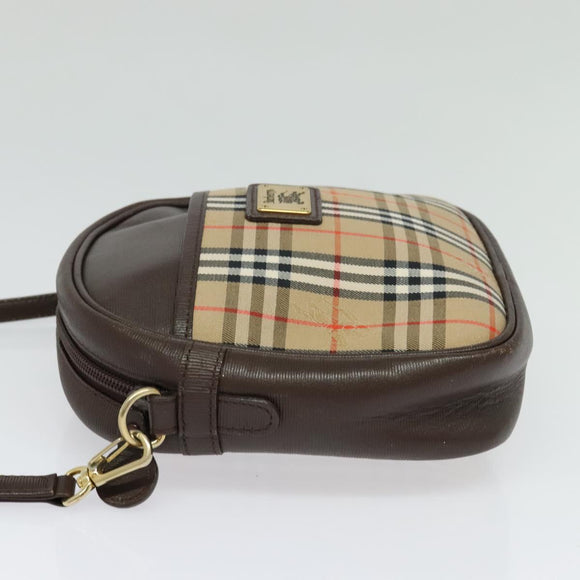 Burberrys Nova Check Shoulder Bag Canvas Beige Gold Auth ep10035