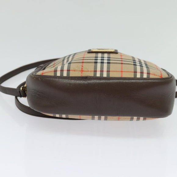 Burberrys Nova Check Shoulder Bag Canvas Beige Gold Auth ep10035