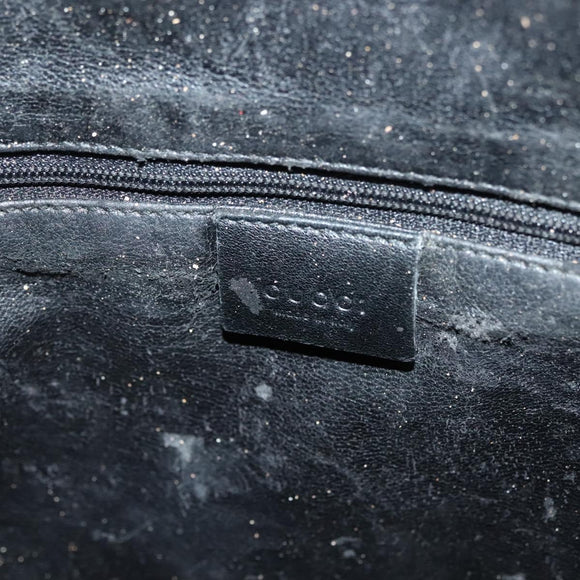 GUCCI Bamboo Hand Bag Leather 2way Black Gold 001 1577 3754 Auth ep10036