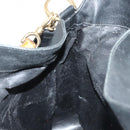 GUCCI Bamboo Hand Bag Leather 2way Black Gold 001 1577 3754 Auth ep10036-20