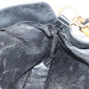 GUCCI Bamboo Hand Bag Leather 2way Black Gold 001 1577 3754 Auth ep10036-21