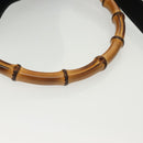 GUCCI Bamboo Hand Bag Leather 2way Black Gold 001 1577 3754 Auth ep10036-7