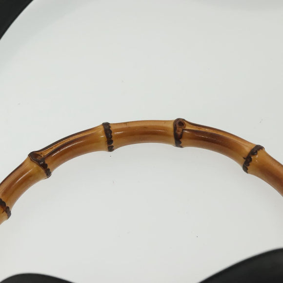 GUCCI Bamboo Hand Bag Leather 2way Black Gold 001 1577 3754 Auth ep10036