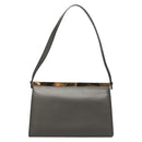 GUCCI Shoulder Bag Leather Gray Gold 001 2058 1919 0 Auth ep10038-13