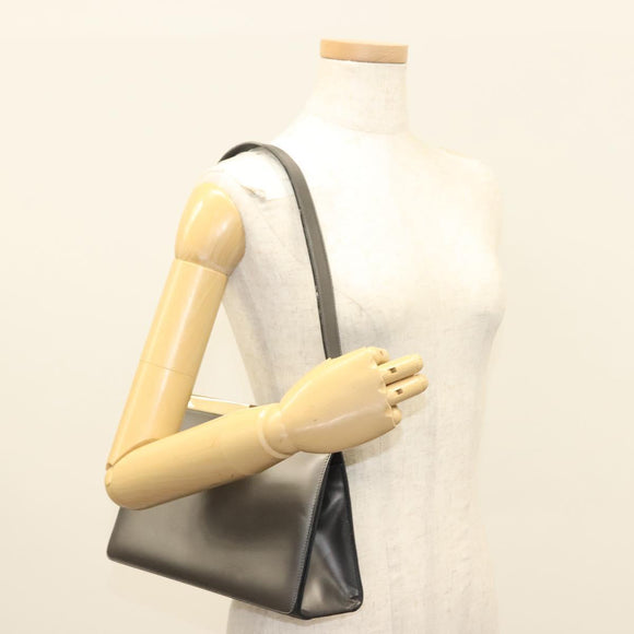 GUCCI Shoulder Bag Leather Gray Gold 001 2058 1919 0 Auth ep10038