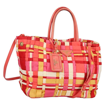 PRADA Hand Bag Nylon 2way Multicolor Gold Auth ep10042