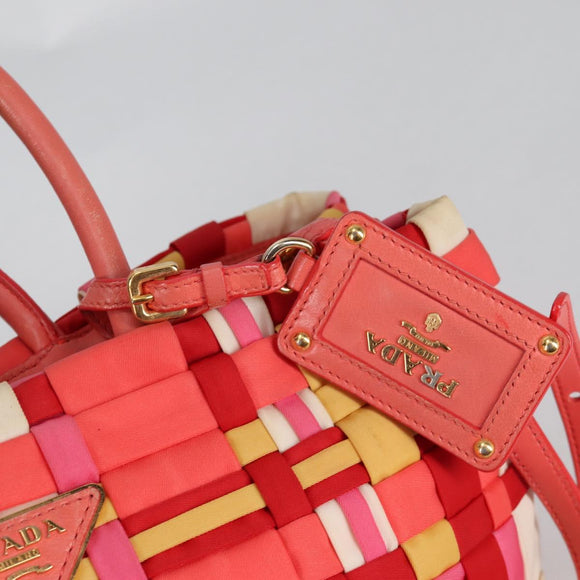 PRADA Hand Bag Nylon 2way Multicolor Gold Auth ep10042