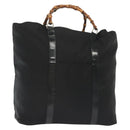 GUCCI Bamboo Tote Bag Nylon Black Silver 002 2058 0412 5 Auth ep10054-1