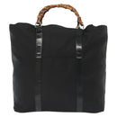 GUCCI Bamboo Tote Bag Nylon Black Silver 002 2058 0412 5 Auth ep10054-13