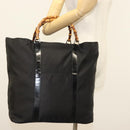 GUCCI Bamboo Tote Bag Nylon Black Silver 002 2058 0412 5 Auth ep10054-21