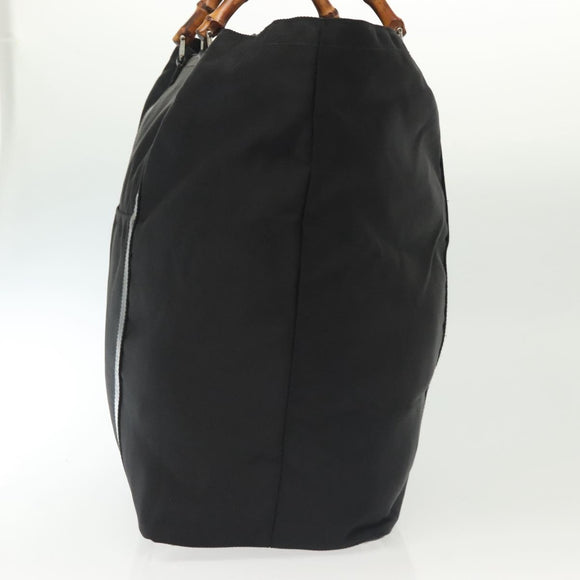 GUCCI Bamboo Tote Bag Nylon Black Silver 002 2058 0412 5 Auth ep10054