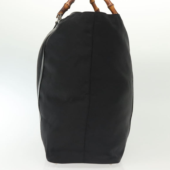 GUCCI Bamboo Tote Bag Nylon Black Silver 002 2058 0412 5 Auth ep10054