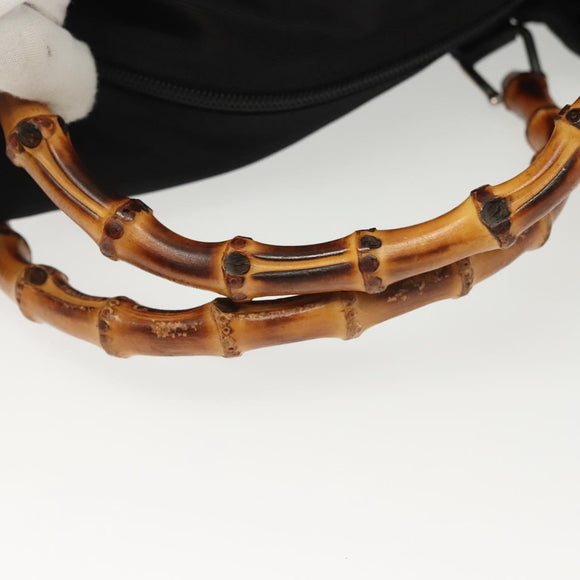 GUCCI Bamboo Tote Bag Nylon Black Silver 002 2058 0412 5 Auth ep10054