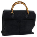GUCCI Bamboo Hand Bag Suede Navy Gold 002 2855 0322 0 Auth ep10056-1
