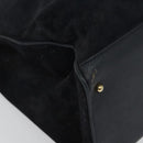 GUCCI Bamboo Hand Bag Suede Navy Gold 002 2855 0322 0 Auth ep10056-9