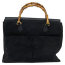 GUCCI Bamboo Hand Bag Suede Navy Gold 002 2855 0322 0 Auth ep10056-13