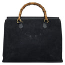 GUCCI Bamboo Hand Bag Suede Navy Gold 002 2855 0322 0 Auth ep10056-2