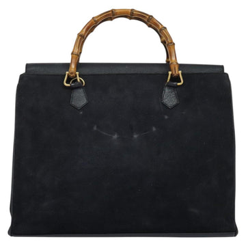 GUCCI Bamboo Hand Bag Suede Navy Gold 002 2855 0322 0 Auth ep10056 - 0