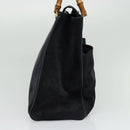 GUCCI Bamboo Hand Bag Suede Navy Gold 002 2855 0322 0 Auth ep10056-3