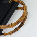 GUCCI Bamboo Hand Bag Suede Navy Gold 002 2855 0322 0 Auth ep10056-7
