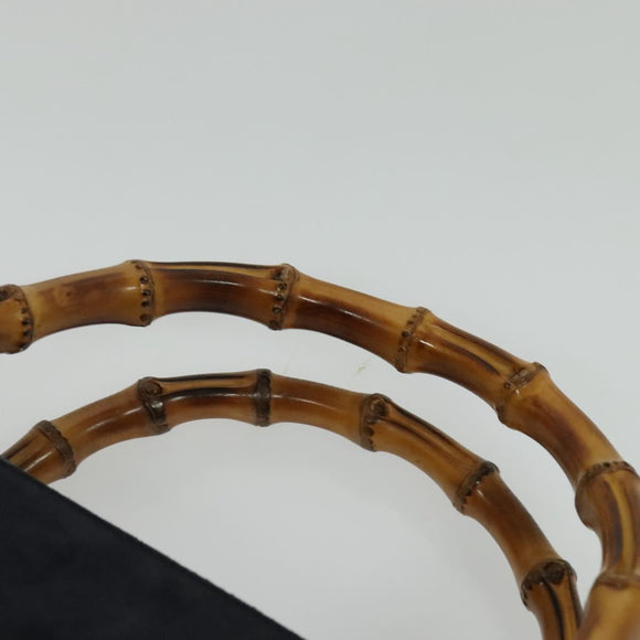GUCCI Bamboo Hand Bag Suede Navy Gold 002 2855 0322 0 Auth ep10056
