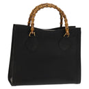 GUCCI Bamboo Hand Bag Leather Black Gold 002 1095 0260 Auth ep10062-1